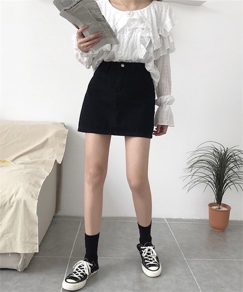 LOW CLASSIC::デニムスカート:M[RESALE] LOW CLASSIC/ロウ・クラシック】BELTED HIGH WAIST DENIM SKIRT
