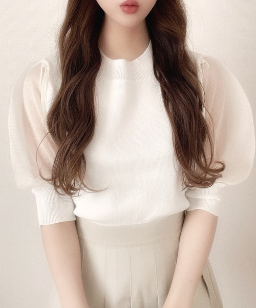 ニット セーター ドッキングシアースリーブニット レディース NATURAL BEAUTY BASIC ニット セーター ドッキングシアー