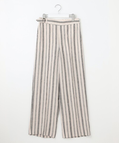 23区リネンストライプ ワイド パンツ 洗える】リネンストライプ ワイド パンツ / 23区 | ファッション