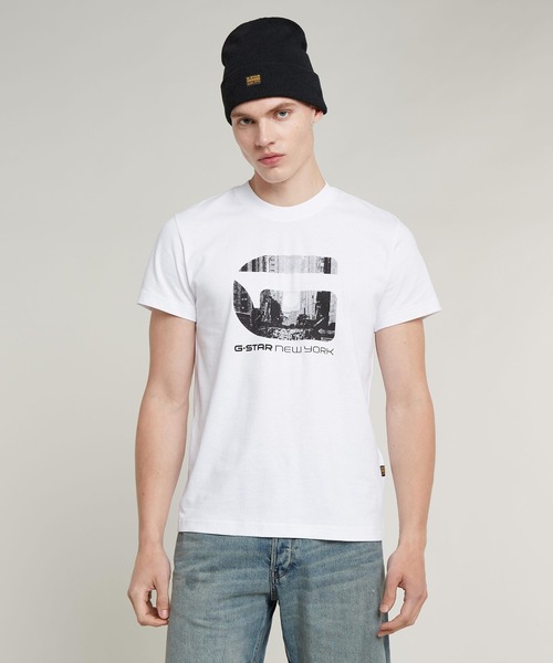 関税込◆G-STAR New York T-SHIRT フォトプリントロゴT G-STAR RAW tシャツ NEW YORK T-SHIRT/フォトT/ロゴ