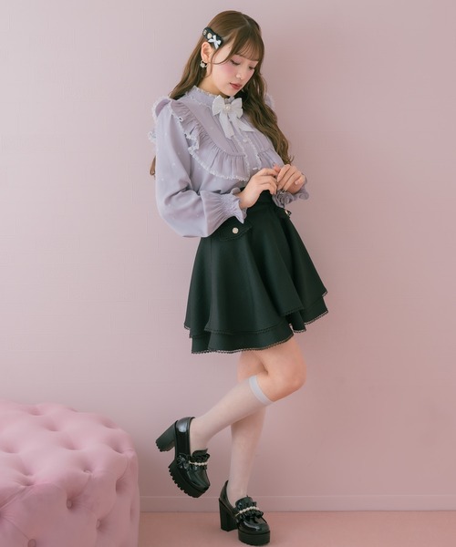 ROJITA パールチェーンフリルローファー 量産型 地雷系 厚底靴 パールチェーンフリルローファー | Rlab store