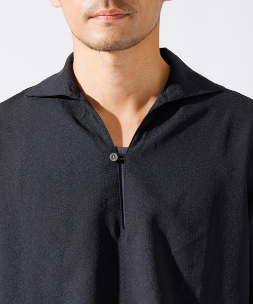 ABAHOUSE GRAY シャツ 「リネンタッチ」7分袖 カプリシャツ