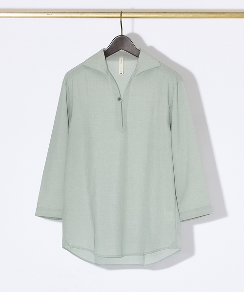 ABAHOUSE GRAY シャツ 「リネンタッチ」7分袖 カプリシャツ