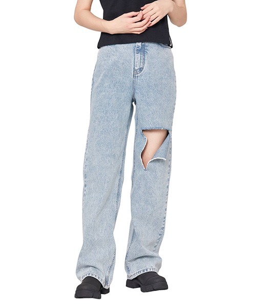 Rokh ロク ダメージ フレア デニムパンツ 未使用 Rokh ロク ダメージ フレア デニムパンツ 未使用の通販 by