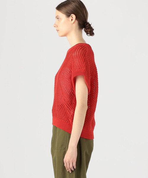 MACPHEE ニット セーター コットンメッシュ クルーネックプル