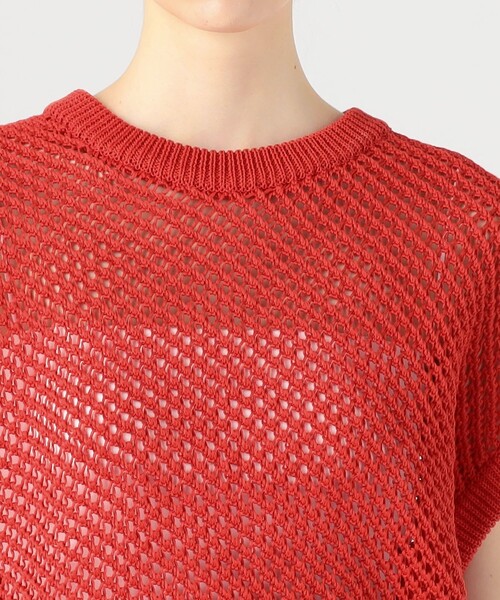 MACPHEE ニット セーター コットンメッシュ クルーネックプル