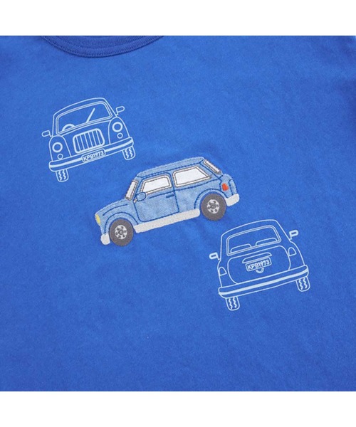 KP BOY（ケーピーボーイ） tシャツ 車モチーフの袖ボーダー長袖T