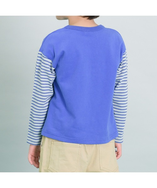 KP BOY（ケーピーボーイ） tシャツ 車モチーフの袖ボーダー長袖T