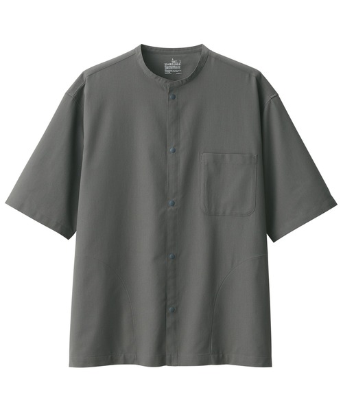 【LT.GRAY】スタンドカラー ポケット 5分袖 シャツ UNITED ARROWS green label relaxing - 【LT.GRAY】スタンドカラー