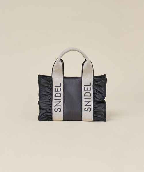 美品 snidel スナイデル フラッフィーフリルロゴバッグ ブラック SNIDEL ショルダーバッグ バッグ フラッフィーフリルロゴバッグ