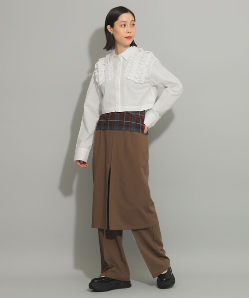 驚きの値段 Ray BEAMS クロップドシャツ フリルブレード ブラウス シャツ トップス
