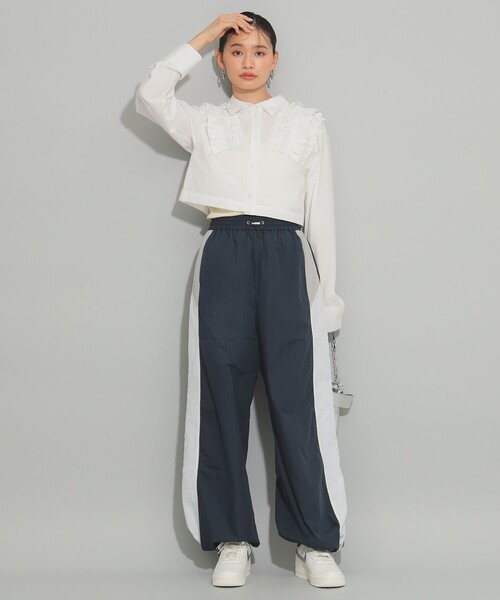 Ray BEAMS シャツ ブラウス フリルブレード クロップドシャツ