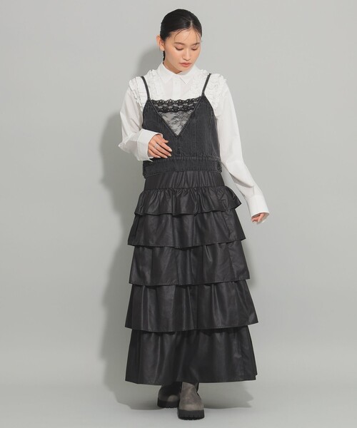 Ray BEAMS シャツ ブラウス フリルブレード クロップドシャツ