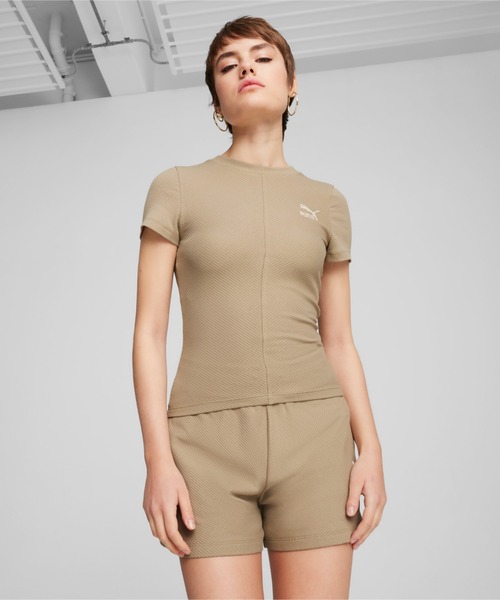 プーマ PUMA エッセンシャル Slim Logo Tee レディース シャツ トップス Apricot Blush 41hvBxFPOlL._AC_SX466_.jpg