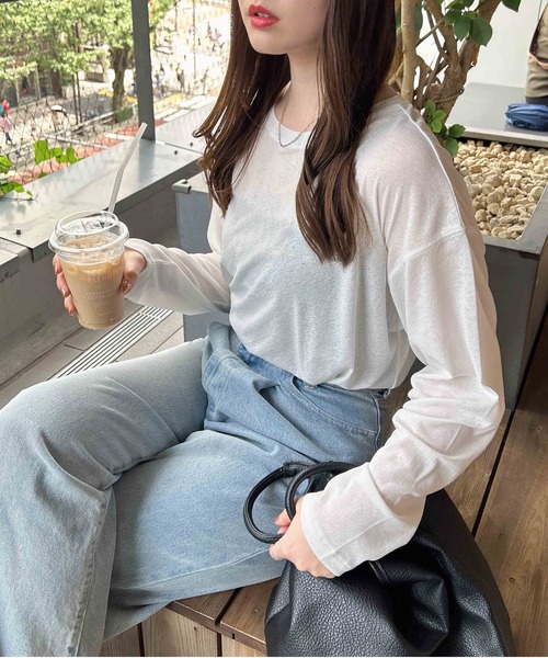 AGLINI 売れ筋商品|||アリーニ Tシャツ トップス レディース Tops Orange プリントTシャツ チュニックロンt 半袖[品番：II000010708