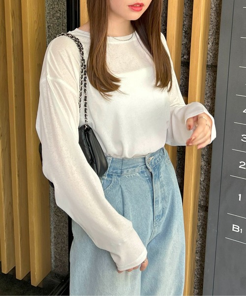 ご購入者様決定꒰INGNI꒱ハイビスカス カットソー 白青 トップス Tシャツ 爽やか 華やか ご購入者様決定꒰INGNI꒱ハイビスカス カットソー 白青 トップス T