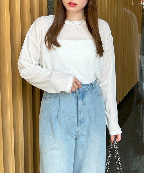 AGLINI 売れ筋商品|||アリーニ Tシャツ トップス レディース Tops Orange プリントTシャツ チュニックロンt 半袖[品番：II000010708
