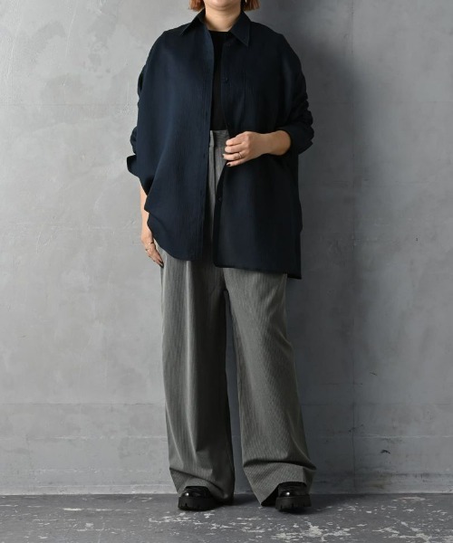 ブラウス シャツ 「BLK001」ラメ＆ストライプシアーシャツ レディース BLK001】ラメ＆ストライプシアーシャツ（シャツ/ブラウス