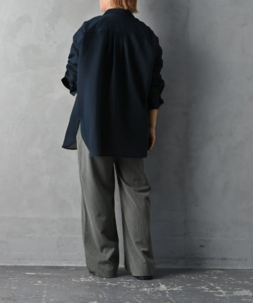 STYLE DELI ブラウス シャツ 「BLK001」ラメ＆ストライプシアー
