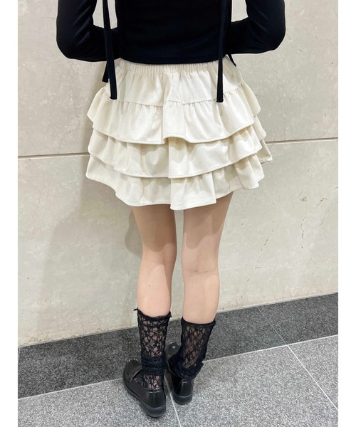 スカート 「PHILLY」ベロア3段フリルミニスカート : ZOZOTOWN Yahoo!店