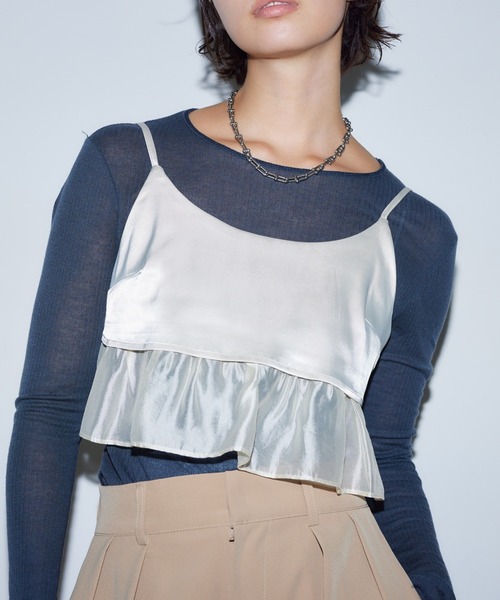 BARRETTA キャミソール サテンフリルキャミソールビスチェ : ZOZOTOWN