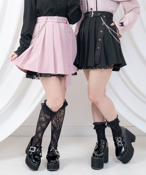 DearMyLove スカート チェーンレースプリーツスカート : ZOZOTOWN