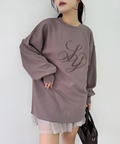 one after another NICE CLAUP スウェット ビジューロゴスウェット