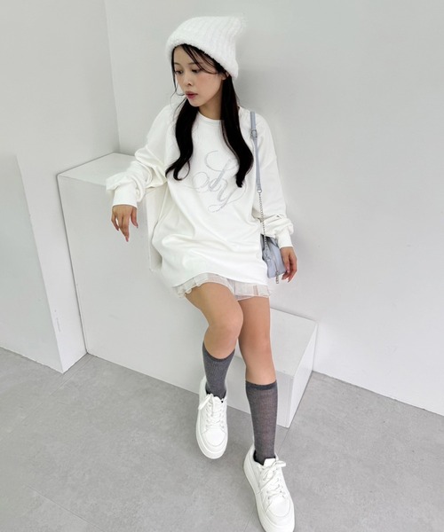 one after another NICE CLAUP スウェット ビジューロゴスウェット