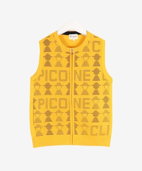 Picone CLUB ベスト ジレ ウール混ニットフルジップベスト