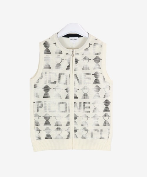 Picone CLUB ベスト ジレ ウール混ニットフルジップベスト