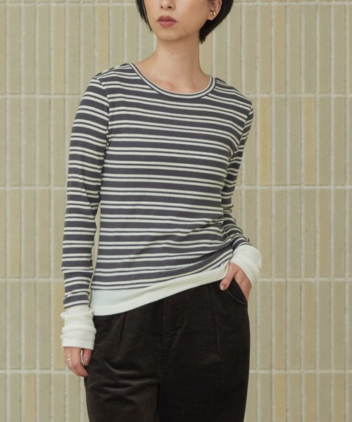 tシャツ カシミヤシルクバイカラートップス 「低身長・小柄女性」 レディース