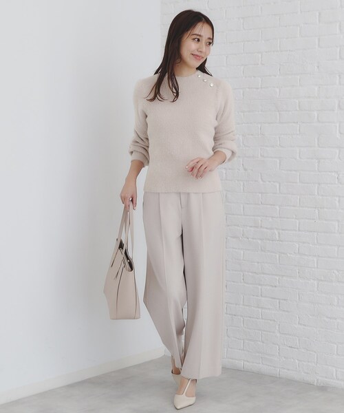 【hima】andequal ゴールドボタンパフスリーブニット　ボルドー 新品タグ付き Andequal gold button puff sleeve knit ゴールドボタン