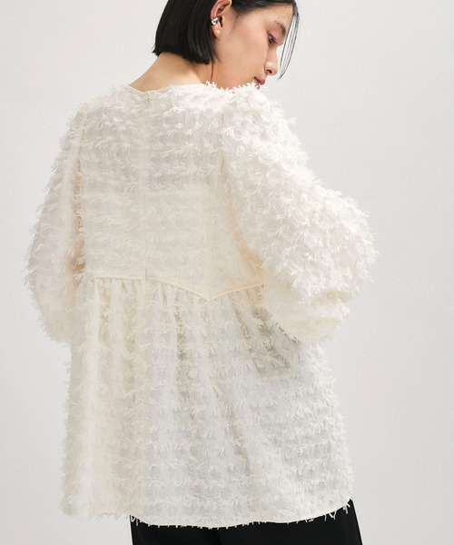【逸品】ジャガードペプラムブラウス ADAM ET ROPE' ブラウス シャツ 「逸品」ジャガードペプラム