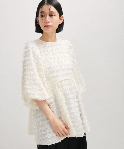 ADAM ET ROPE'｜【逸品】ジャガードペプラムブラウス | Rakuten
