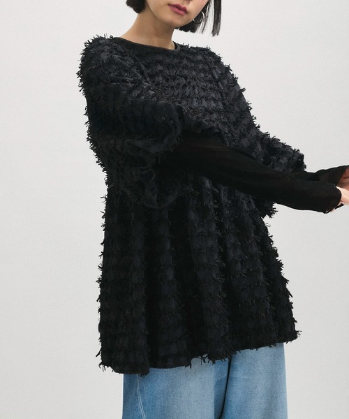 ADAM ET ROPE' ブラウス シャツ 「逸品」ジャガードペプラム