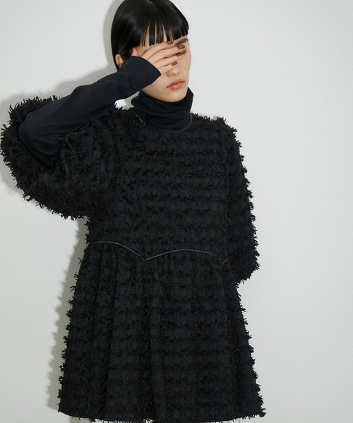 ADAM ET ROPE 人気完売☆ ブラック ジャガードブラウス ADAM ET ROPE' ブラウス シャツ 「逸品」ジャガードペプラム
