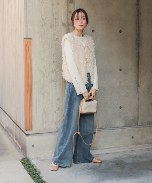 ジーンズ デニム デニムパンツ 「M・Lサイズ展開」ハイウエストラウンドポケット ルーズデニムパンツ レディース | BAB | 03