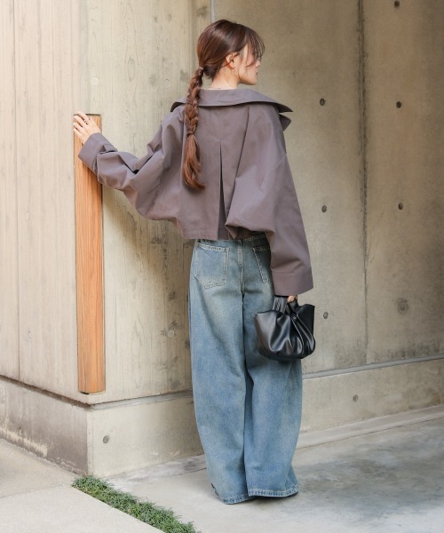 ジーンズ デニム デニムパンツ 「M・Lサイズ展開」ハイウエストラウンドポケット ルーズデニムパンツ レディース | BAB | 11