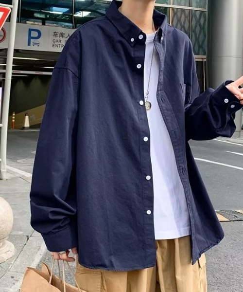 link lot シャツ ワンポイントボタンダウンシャツ メンズ : ZOZOTOWN