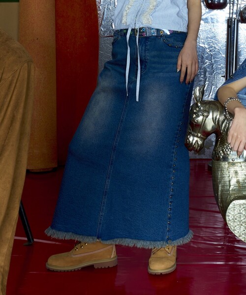 デニムタイトロングスカート スタッズ付き FREAK'S STORE（フリークスストア） デニムスカート NAUTICA JEANS CO