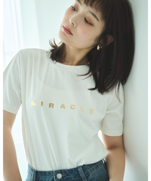   ロゴTシャツ 3色展開 送関込 tシャツ 「3色展開」箔プリントロゴTシャツ レディース