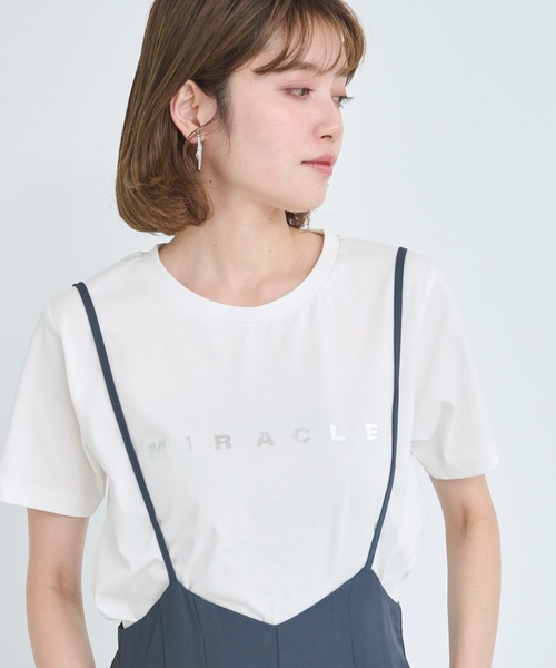 tシャツ 「3色展開」箔プリントロゴTシャツ レディース : ZOZOTOWN  