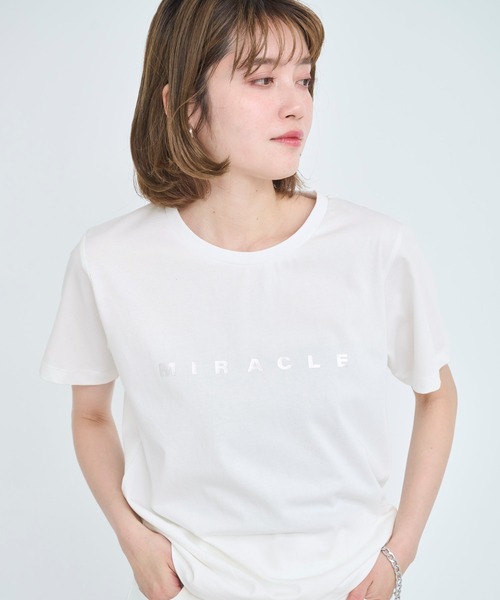   ロゴTシャツ 3色展開 送関込 tシャツ 「3色展開」箔プリントロゴTシャツ レディース