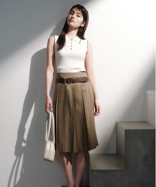 Fray i.d スカート FRAY I.D スカート ベルト付きダブルプリーツスカート