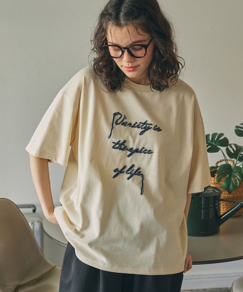 シンシアローリー様 MSGM 半袖 Tシャツ ロゴ刺繍 tシャツ コード刺繍 メッセージ ロゴ半袖Tシャツ レディース