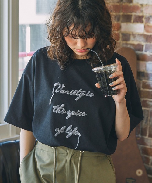 tシャツ メッセージ刺繍Tシャツ レディース FREAK'S STORE tシャツ Message刺繍Tシャツ レディース