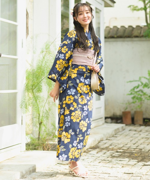 CELEN 浴衣 「一人で着られる/セパレート浴衣」上衣・下衣・兵児帯 3点