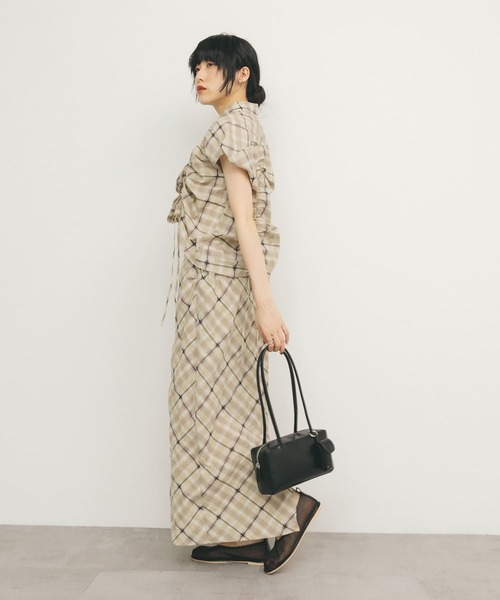 ブラウス シャツ ドロストチェックブラウス レディース DOUX ARCHIVES ブラウス シャツ ドロストチェックシャツ