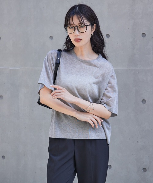 qualite（カリテ） tシャツ 「上品な透け感」シャイニーニットT/シアー