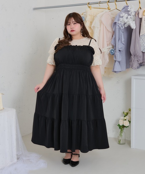 ルオシー☆3L☆アソートシャーリングティアードキャミワンピース☆Louiosy Louiosy ワンピース 「大きいサイズ」アソートシャーリング